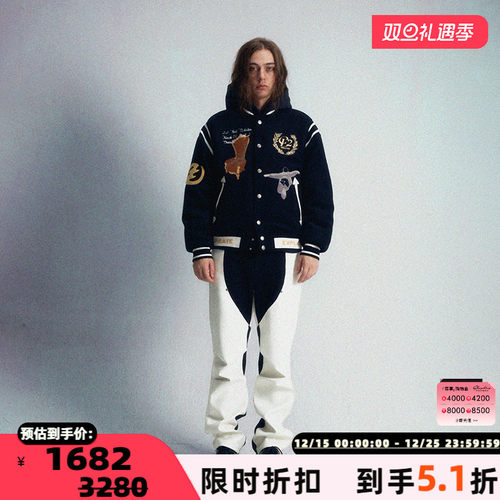 CEEC翻领毛呢夹棉棒球服