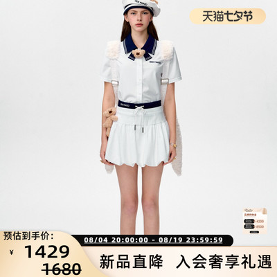 13 DE MARZO女士春夏新品学院海军风花苞短裙半身裙 银泰 300178