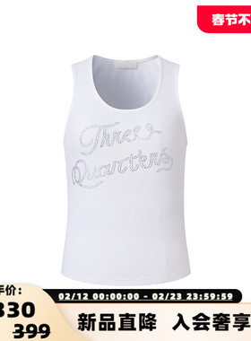 three quarters春夏潮流logo闪钻女士修身背心上衣银泰 301355