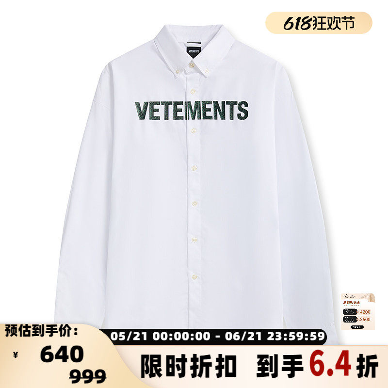 VETEMENTS 25秋冬款男女款印花LOGO休闲长袖衬衫银泰百货 301446