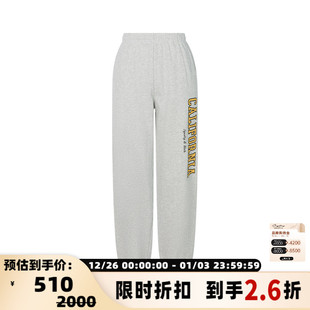 Sporty&Rich 灰色字母印花女士抽绳休闲束脚运动裤