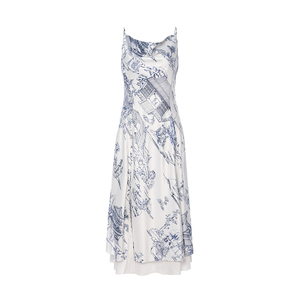 FLONAKED 女士 雍正十二月行乐图原创印花吊带连衣裙300170