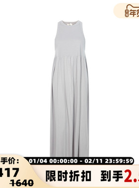 Ninety Percent 春季浅灰色棉质气质显瘦无袖背心裙连衣长裙