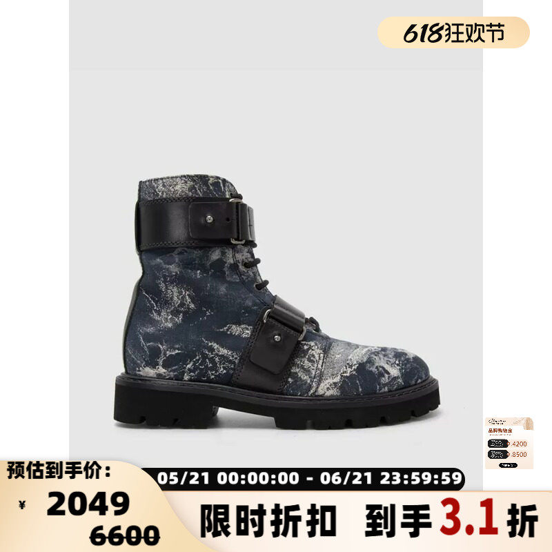 EMPORIO ARMANI阿玛尼 男士春夏做旧街头搭扣马丁皮靴银泰 301604