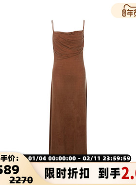 Ninety Percent 春季新款女士垂坠平纹布优雅修身吊带长连衣裙