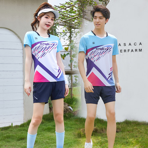 羽毛球服女男专业秋冬透气速干弹力时尚短袖比赛网排乒乓韩国套装