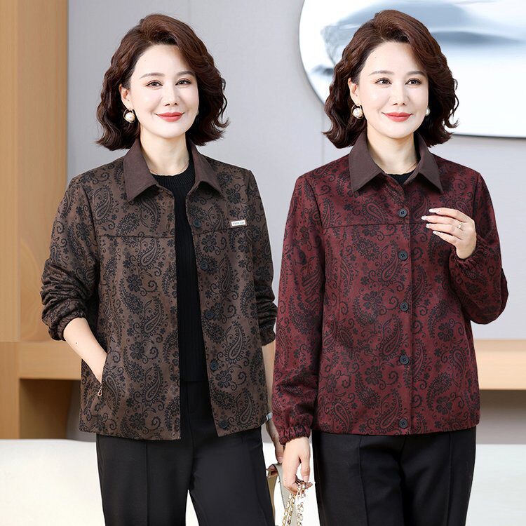 2025秋季新款时尚妈妈装休闲套装女中老年宽松显瘦两件套