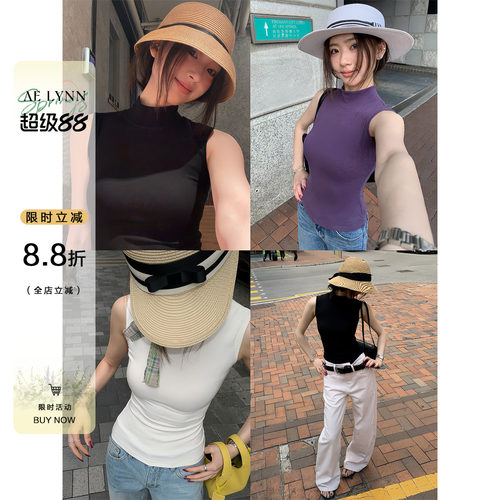 OTee半高领吊带背心女春