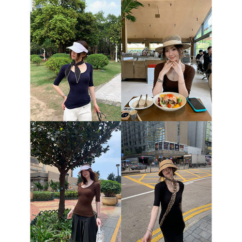 AELYNN韩系u领中袖t恤女春