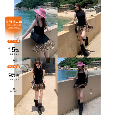 AELYNN复古豹纹蓬蓬半身裙女夏