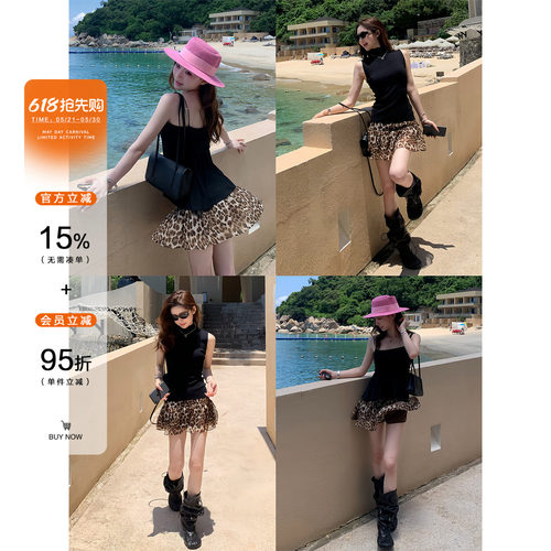 AELYNN复古豹纹蓬蓬半身裙女夏