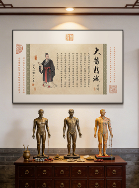 中医院门诊诊所形象墙大医精诚装饰画养生馆氛围布置壁画黄帝内经