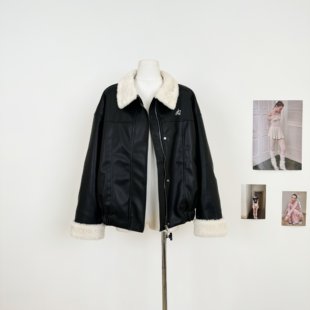 M.Y原创 高级感复古皮毛一体羊羔毛外套女新款宽松加绒加厚上衣服