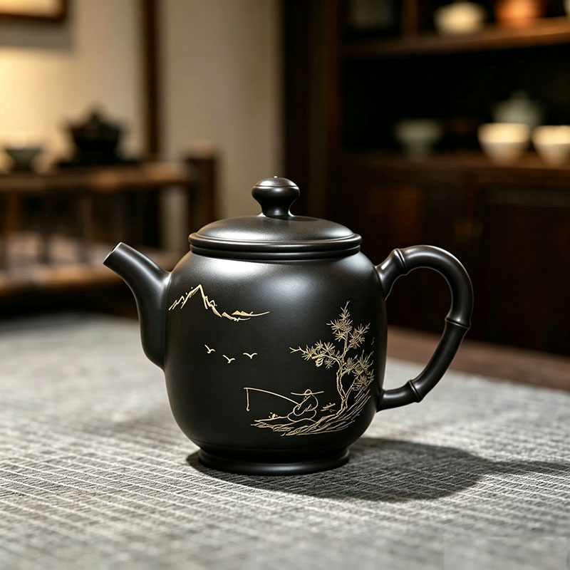 广西钦州坭兴陶茶壶中式家用泡茶具全手工精品高档礼品竹节莲子壶