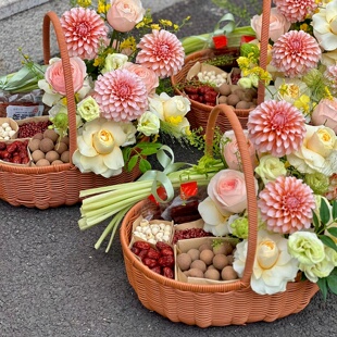 毕业季送老师束脩之礼手提编织篮子谢师恩教师节鲜花拜师六礼礼盒