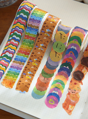 小日子不翻篇可爱少女啾啾异形和纸胶带ins生日文创手帐素材贴纸