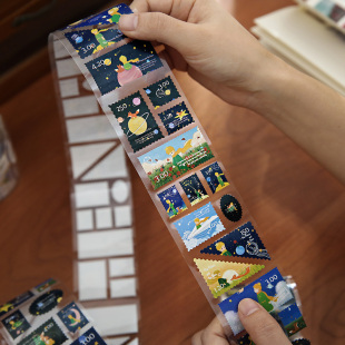 小日子不翻篇 纸贴 王子与玫瑰文艺复古手绘治愈邮票胶带切模铜版