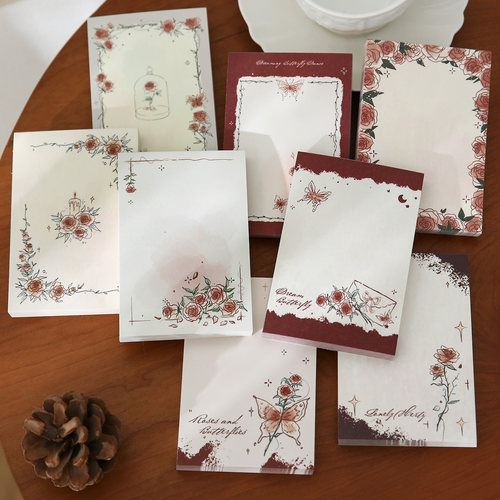浪漫玫瑰花卉插画便签纸