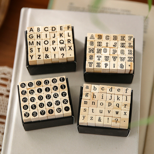 小日子不翻篇 ins木质英文大小写印章 简约风手帐素材装饰榉木盖