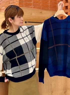 日单2025秋新品圆领方格针织休闲套头毛衣毛衫 RAYBEAMS联名款