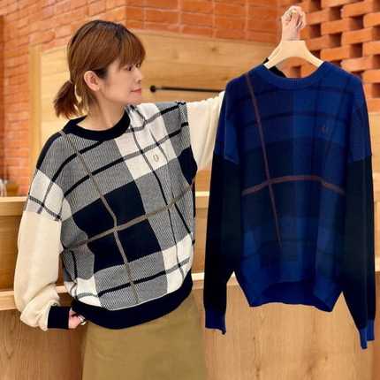 日单2025秋新品圆领方格针织休闲套头毛衣毛衫 RAYBEAMS联名款