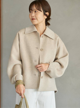 PLAGE日单2025冬季新品纯羊毛百搭简约休闲双面手缝毛呢外套上衣