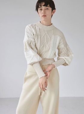 TODAYFUL 日单 2025秋季新品圆领羊毛绲纺拼接撞色短款毛衣 力荐