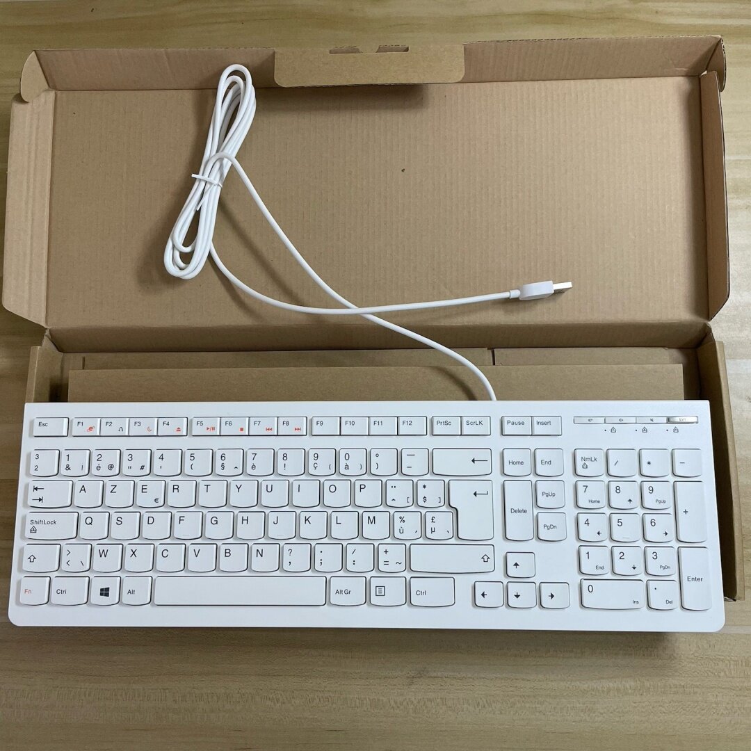 适用于联想比利时语USB有线键盘 LXH-EKB-10YA白色简约笔记本台式