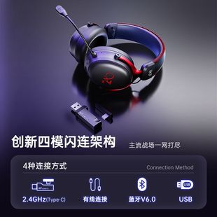 iKF V11Pro C-Media四模电竞游戏耳机头戴式2.4G网吧防窜码版