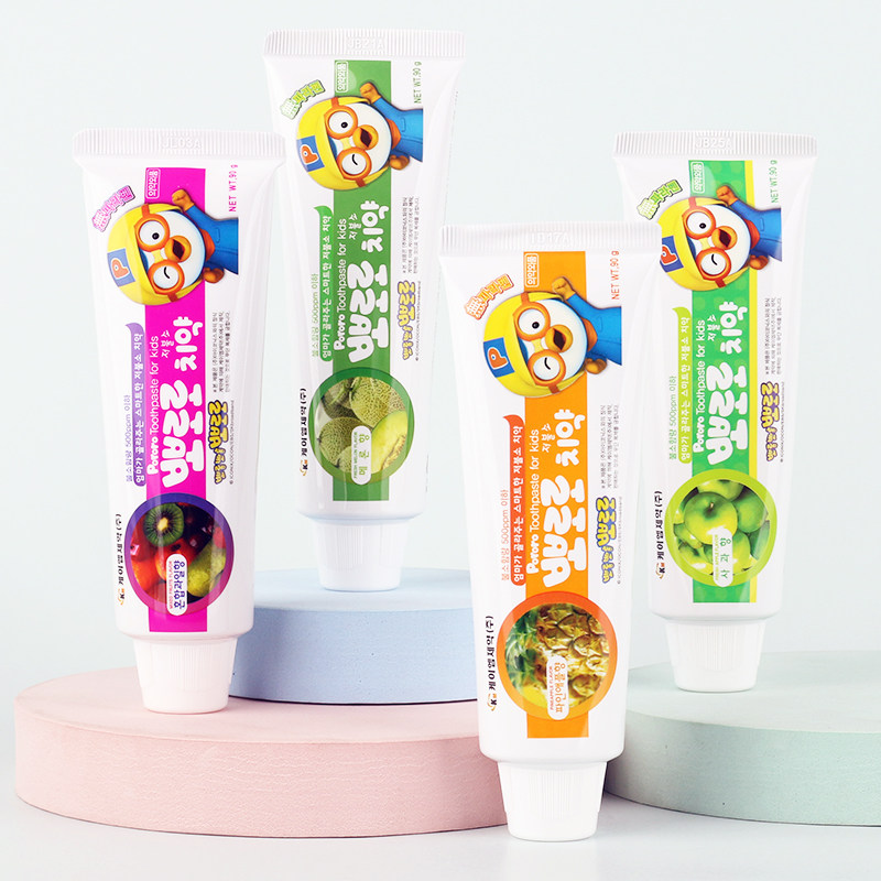韩国进口pororo啵乐乐儿童牙膏3-6-12岁防蛀牙换牙期宝露露水果味