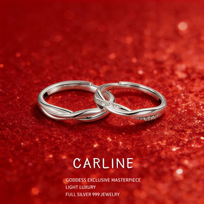 银情侣对戒小众设计送女友礼物