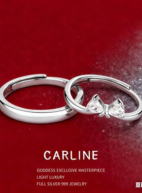 银情侣对戒小众设计戒指女生一对情侣生日节礼物送女友精美礼物