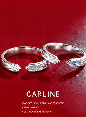 银情侣对戒小众设计戒指女生一对情侣生日节礼物送女友精美礼物