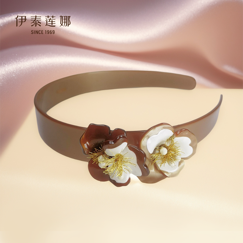 金线花蕾花朵醋酸纤维发箍 复古高端头箍发卡发饰 女 伊泰莲娜