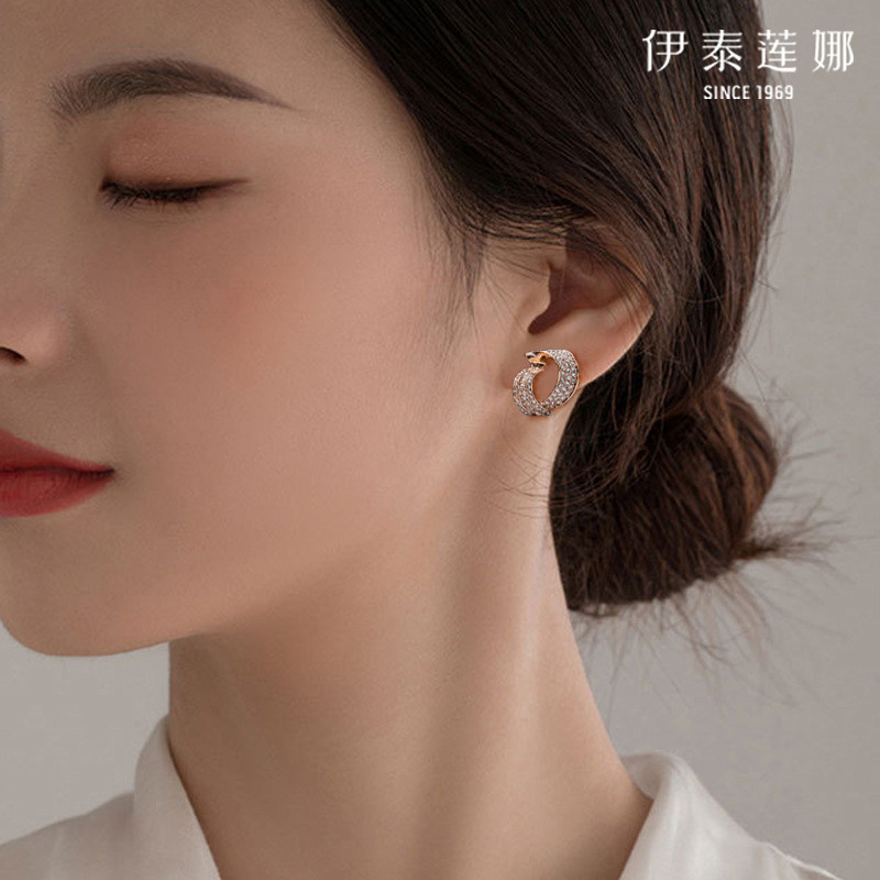 伊泰莲娜轻奢金色银色大耳夹图片