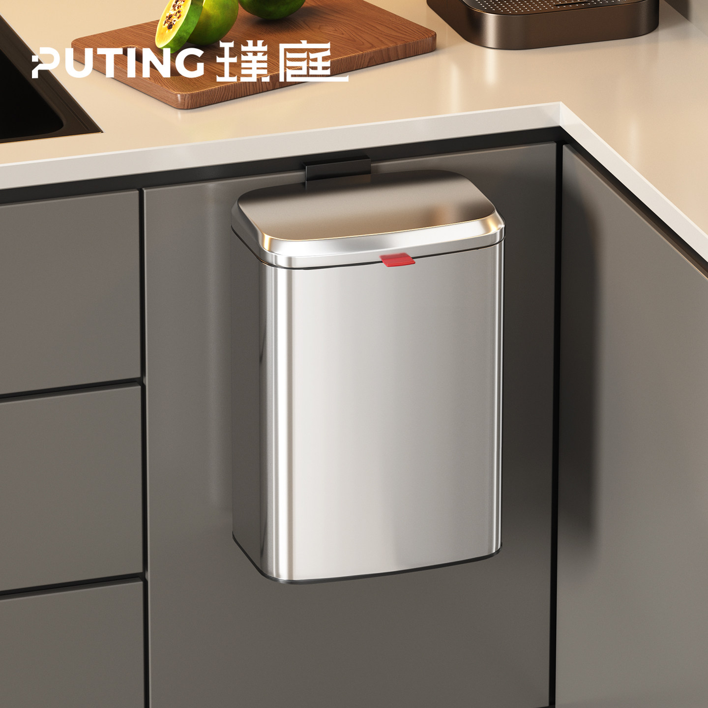 厨房垃圾桶壁挂式高级感家用免弯腰卫生间厕所免打孔送粘钩小挂桶