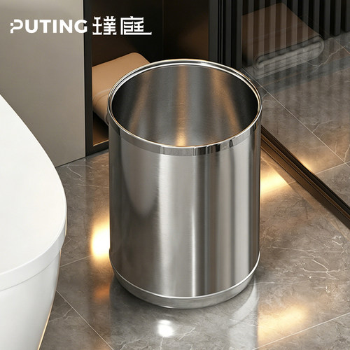 不漏水一体成型商用不锈钢垃圾桶