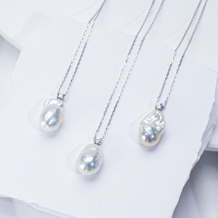 淡水巴洛克7A级珍珠戴妃吊坠送50CM银链 小冰川