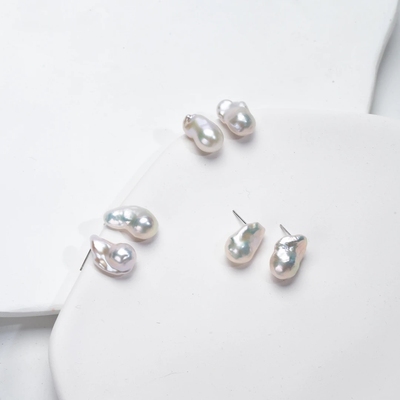 【限量卷王】天然淡水小baby巴洛克素耳钉不规则