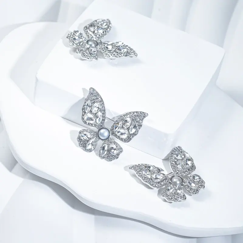 【蝶舞】天然淡水真多麻色豪镶满钻蝴蝶珍珠胸针（多样性发货发一