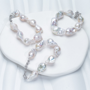 精致小巴洛克天然淡水珍珠可调节手链 小镜子