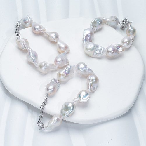 【小镜子】精致小巴洛克天然淡水珍珠可调节手链