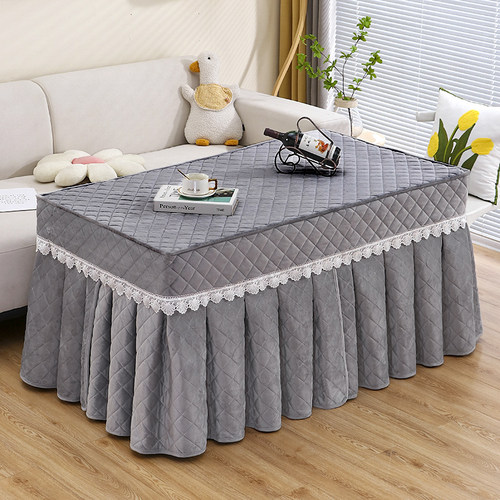 茶几罩裙摆款揭盖家用二合一取暖桌罩荷兰绒新款烤火罩长方形桌布