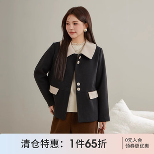 可拆卸领子气质翻领外套 采多宝高端大码 女装 胖mm2024冬季 新款