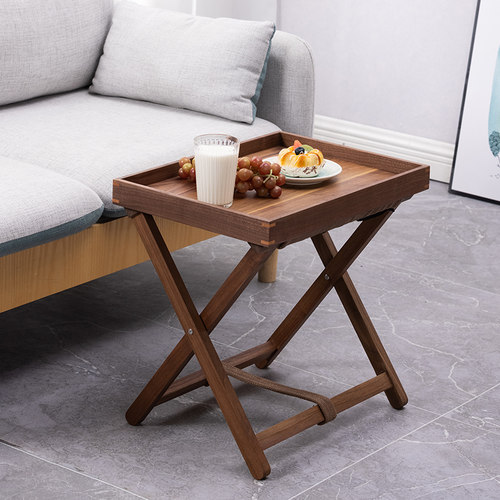 原木黑胡桃木折叠茶几客厅小茶桌