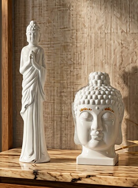 陶瓷仿古风白色样板间摆台装饰品