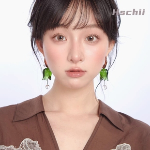 西迟原创设计绿色铃兰花耳环小众高级感气质白水晶耳饰