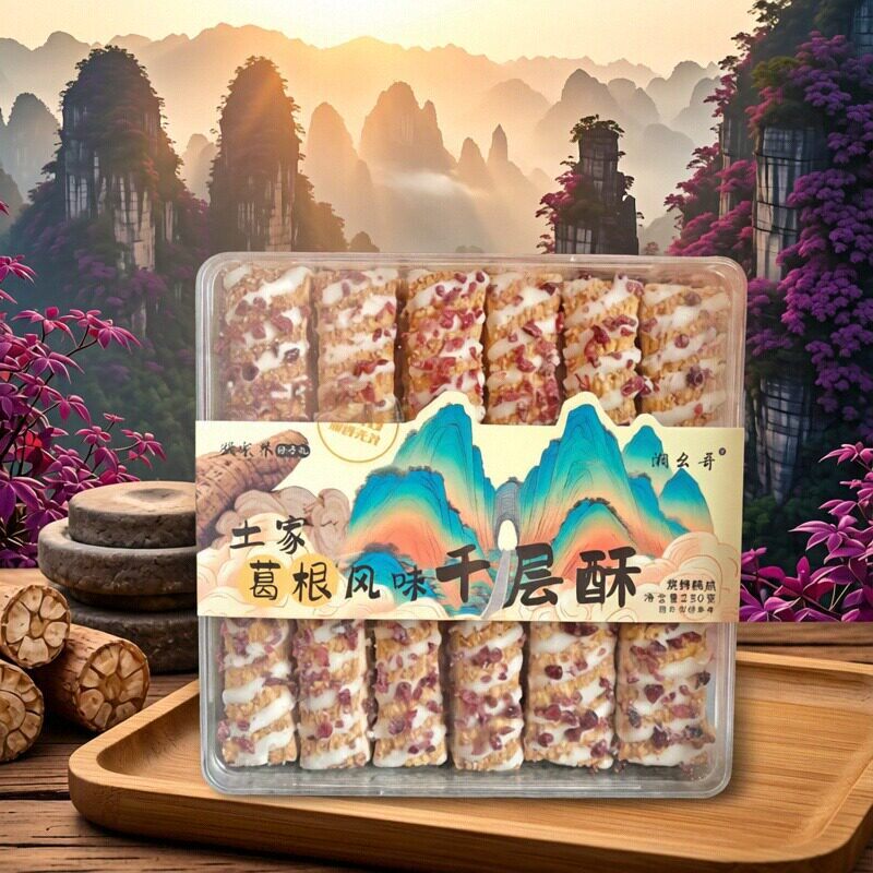 湘幺哥小船酥莓茶葛根风味千层酥张家界伴手礼盒装包邮实体店同款