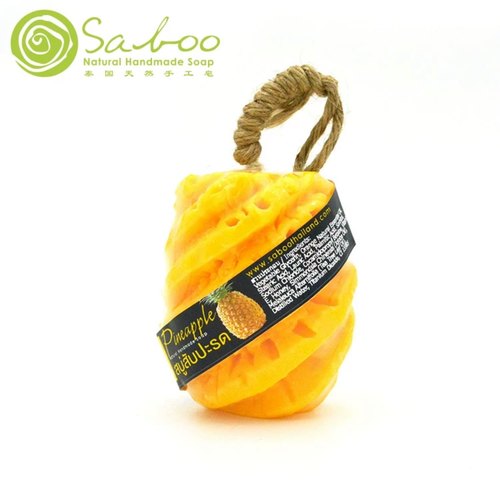 泰国原装saboo精油水果香皂亮白控油祛黑头洁面沐浴丝瓜络菠萝香