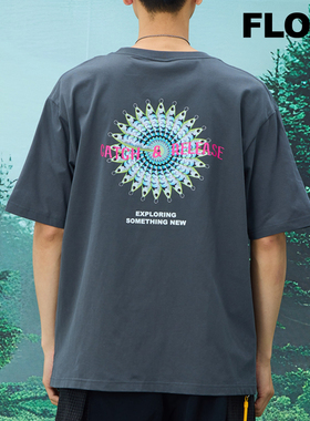 FLOAT钓鱼佬无空军夏季户外万花筒鱼饵印花日系圆领短袖宽松T恤